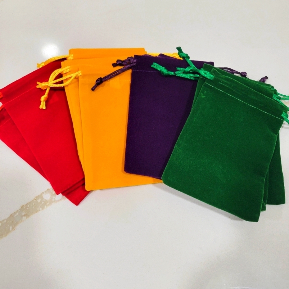 12 Assorted Colors Velvety Bags